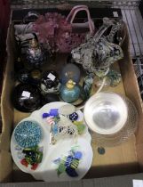 Tray of Assorted Modern Glass and Paperweights