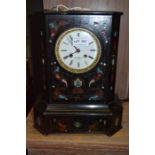 Henri Marc inlaid marble effect wooden mantel clock