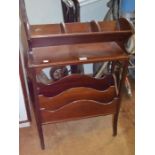 A mahogany early 20th century magazine rack and book trough