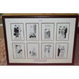 Osbert Lancaster - a set of eight cartoons glazed and framed