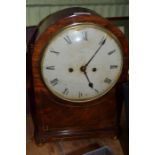 Georgian mahogany bracket clock with bell strike and remains of bracket