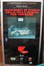1000 miles Italian celebratory poster 1987 framed and glazed