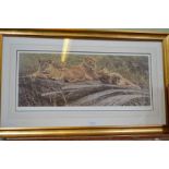 After Alan M Hunt a signed limited edition print Lioness and her cubs 236/950