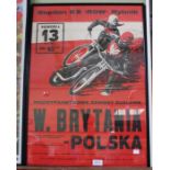 Original Speedway Poster - Great Britain v Poland 13th May 1973, Rybnik, Poland