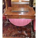 A 19th century mahogany work box on stand