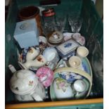 A crate of mixed china and glass crate to be returned