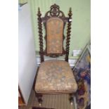 Victorian fancy framed nursing chair with period tapestry upholstery