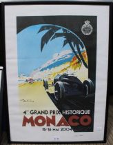 Limited edition print (816/1000) poster advertising the Monaco 4th historic Gran Prix 2004
