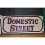 Painted cast iron sign ' Domestic Street ' 31 x 72cm