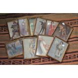 Ten small glazed and framed colour images of Shakespearian characters