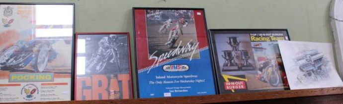 Four original Speedway posters - "David Seed", "Ascot Thursday Night live, "San Bernardino"