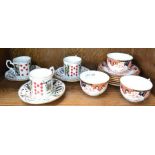 Royal Crown Derby 3 cups 5 saucers and three 'poker' cups and saucers