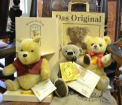 A Steiff teddy bear, together with a Winnie the Poo Steiff bear (boxed) & a Cameo Bear titled 'Boris