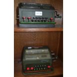 Two vintage Facet adding machines