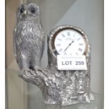 Royal Selangor cast pewter owl clock 12.5cm high