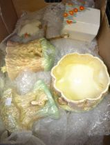 Box of decorative pottery to include Sylvac