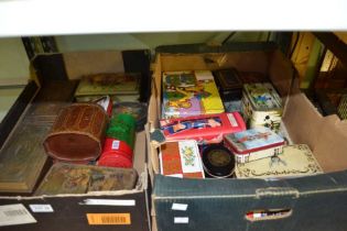 Two boxes of vintage tin boxes