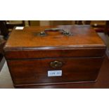 A small 19th century oak lift lid box/tea caddy