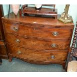 19th century mahogany bow front chest of three drawers