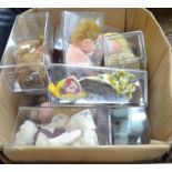A box containing a large selection of "TY Beany Babies" in original display boxes