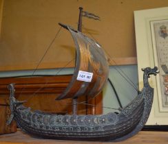 A copper model of a Viking long ship