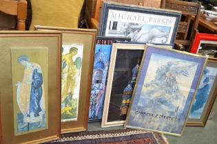 Eight decorative pictures to include framed posters