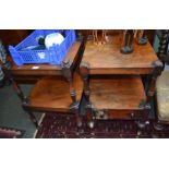 Two 19th century two tier tables originally a whatnot now cut in half