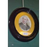 I Muller 1874 (Attrib) portrait on porcelain 14 x 10.5cm in later painted oval frame