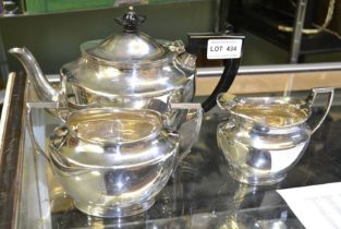 HM silver three piece silver tea set 920gms approx