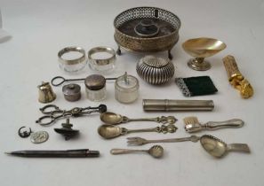 A Georgian silver bottle coaster, raised on ball and claw feet, together with other items various
