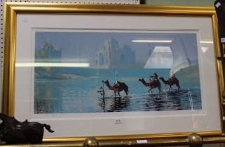 Rolf Harris (Australian 1930-2023) "Camels at the Taj Mahal", limited edition print 325 of 695, sign