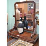 Victorian mahogany dressing table mirror on plinth base with single drawer