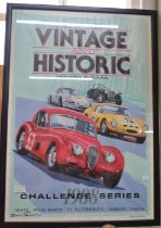 Vintage and historic motor rally, advertising poster, signed by the publisher "Denis Simon"