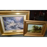 Thomas Kinkade Ltd Edn canvas print 'Evening Glow' in gallery frame