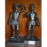 Two metal models of Roman soldiers