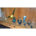 A "Powell" glass bowl, a Murano pheasant, antique Wyvern jug and other modern glass-wares