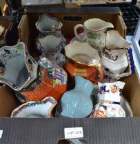 A box of mainly Masons pottery jugs