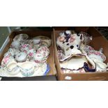 Two boxes of mixed china mainly rose decorated