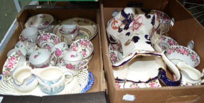 Two boxes of mixed china mainly rose decorated