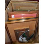 A box of small sized decorative pictures and prints etc