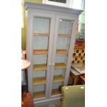 Painted pine glazed display cabinet 6' high