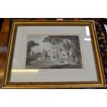 William Henry Barnard a watercolour of a grand house - Ruskin Gallery label en verso
