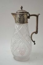 Elkington and Co Ltd, a Victorian silver topped claret jug, cut glass pear shape body, Birmingham 18