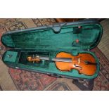 Vintage violin two piece 33cm back in a modern case