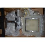 A box of Art Deco design chrome and glass domestic lighting