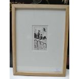 Eric Gill, "Sculptor", wood engraving, monogrammed, 13cm x 7cm, oak framed