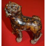 A South-East Asian pottery mythical beast mottle brown glaze 12 cm high