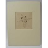 Eric Gill "Skaters" engraving, 11cm square, mounted