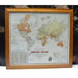 "The Howard Vincent map of The British Empire", 53cm x 61cm, maple veneer frame