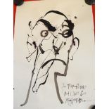Ralph Steadman, "Head Only", original paint sketch on paper, inscribed "For Felix Dennis, Head only,